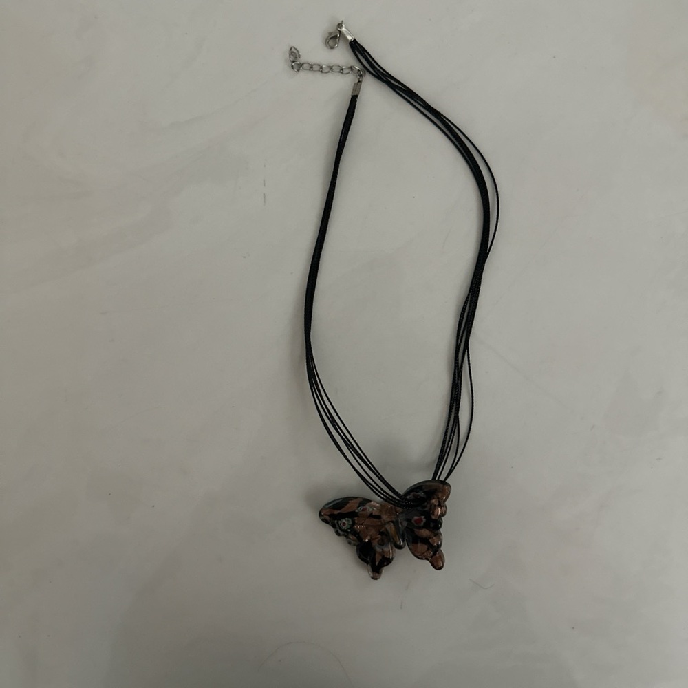 Black and Brown Gothic Butterfly Necklace